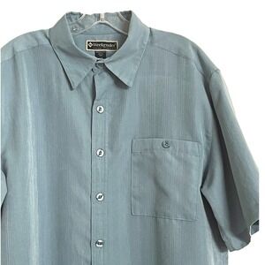 Weekender‎ Casual Lifestyle Men's Shirt  L Turquesa Blue Textured Short Sleeve